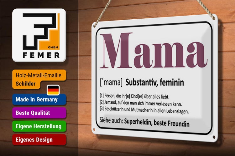 Blechschild Spruch 30x20cm Mama Superheldin beste Freundin