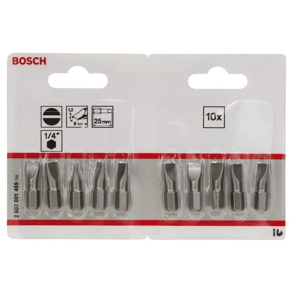Bosch 10x Schrauberbit Extra-Hart, S 1,2 x 8,0, 25 mm - 2607001469