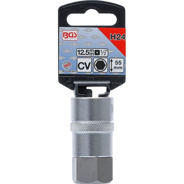 BGS Technic Steckschlüssel-Einsatz H24, 12.5 mm, 1/2 Zoll, 55 mm