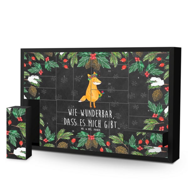 Mr. & Mrs. Panda Befüllbarer Adventskalender Fuchs Blumen - Schwarz