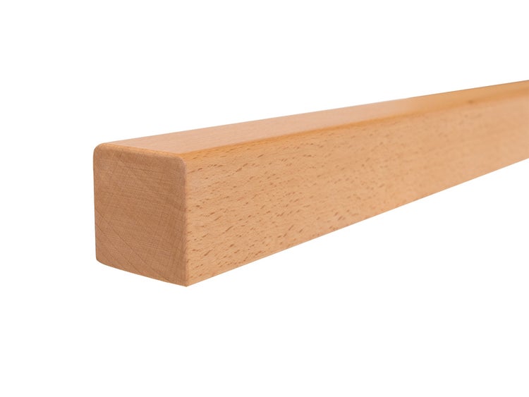 Handlauf Meyer Treppengeländer Buche – Komplett-Set, Quadratisch, 100cm, mit Handlaufhalter aus Edelstahl, Geländer aus Holz, Für Treppen Innen, inkl. Zubehör