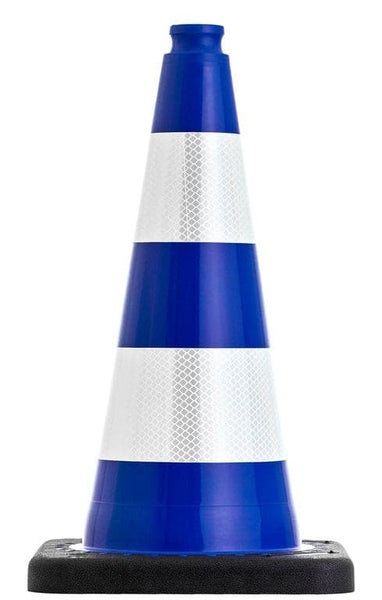 UvV FLEX Leitkegel blau | Höhe: 50 cm | flexibler Leitkegel | Warnkegel, standsicher >2 kg | hochwertiger farbiger PVC Leitkegel / Teilreflex RA1