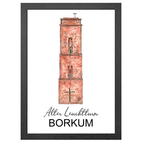 Alter Leuchtturm Borkum Poster Im A2-Rahmen - Joyin