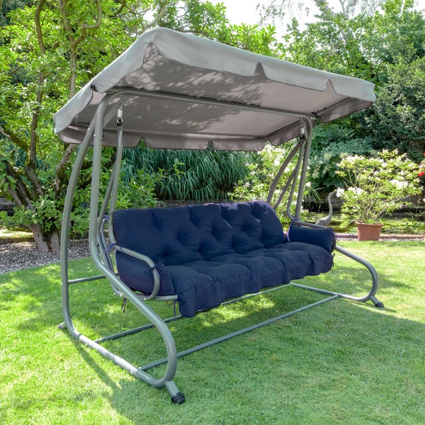 Beautissu Flair HS Hollywoodschaukelauflage 180x50x8cm Dunkelblau