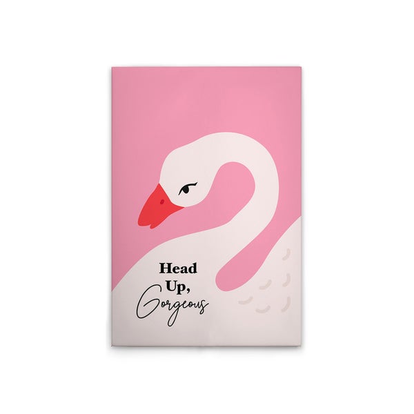 Dekoratives Wandbild mit Schwanenmotiv und dem Schriftzug Head Up, Gorgeous