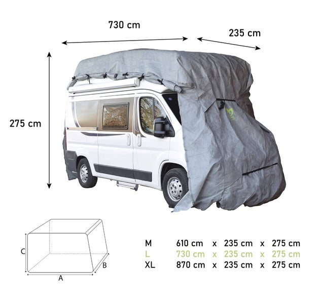 GreenYard® Wohnmobil Schutzhülle Größe L 730 x 235 x 275 cm Schutzhaube Ganzgarage Garage Abdeckplane Campingmobil
