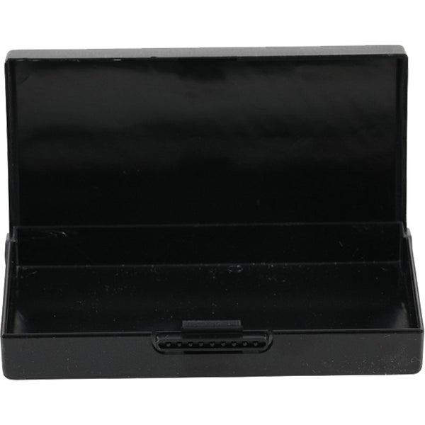 Offene schwarze Kunststoffbox für Kleinteile.