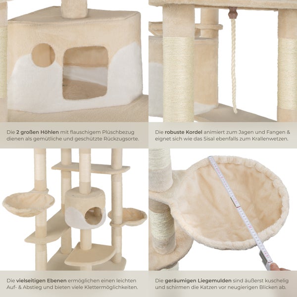 Kratzbaum tectake Nelly inklusive Spielkordel und Kippschutz 204 cm beige/weiß