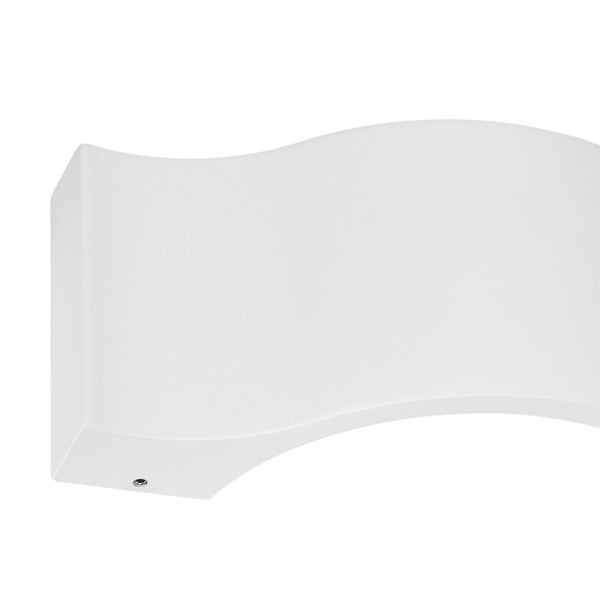 Wellenförmige Wandleuchte aus Gips, weiß, Detailansicht.