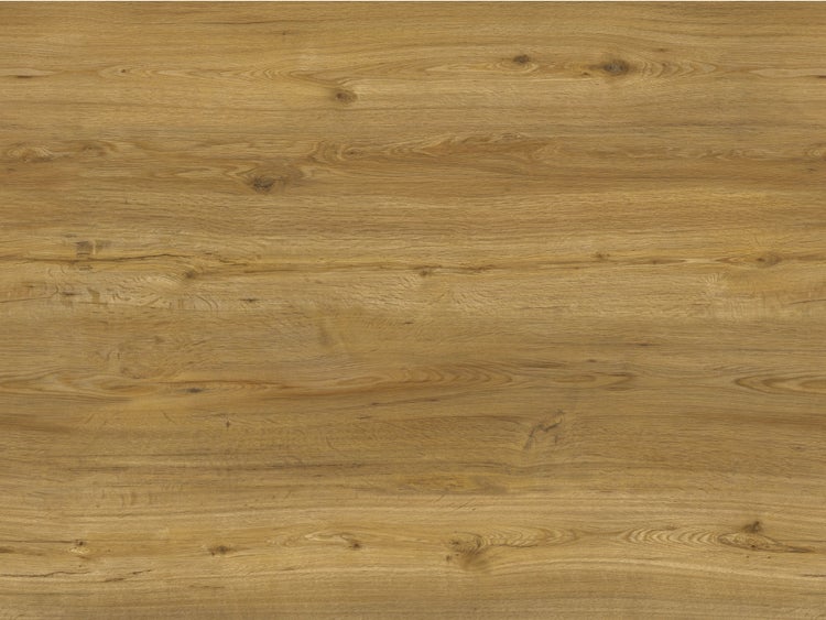 Holzstruktur mit Eichendekor, ausgeprägter Maserung und Astlöchern für Bodenbeläge wie Laminat oder Vinyl.