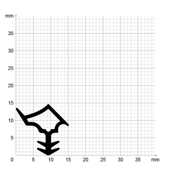 Profilzeichnung einer Dichtung mit Millimeter-Raster