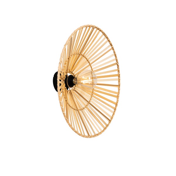 Wandleuchte aus Rattan mit Glühbirne