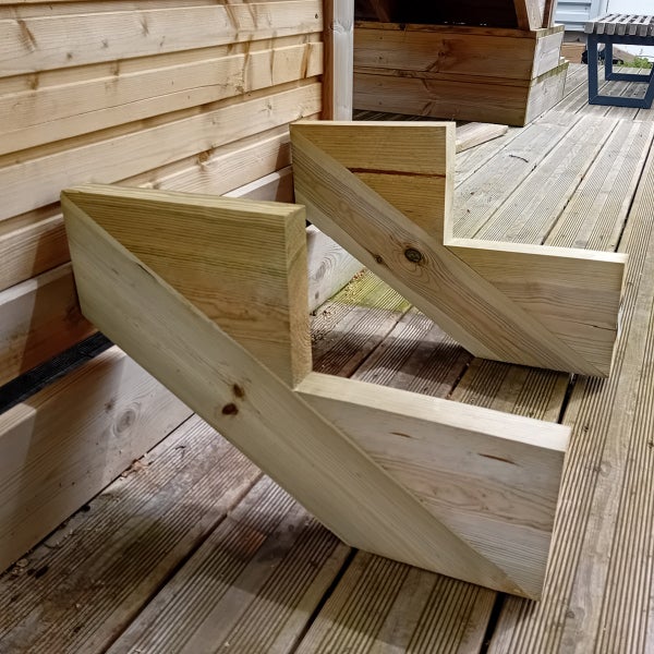 2er Set Treppenwange 2 Stufen aus KDI Holz für Gartentreppe, Außentreppe, Terrassentreppe n-Höhe 34cm
