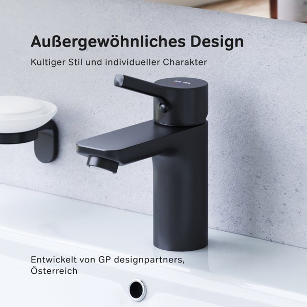 Moderne Einhebel Waschtischarmatur in mattem Design fuer das Badezimmer.