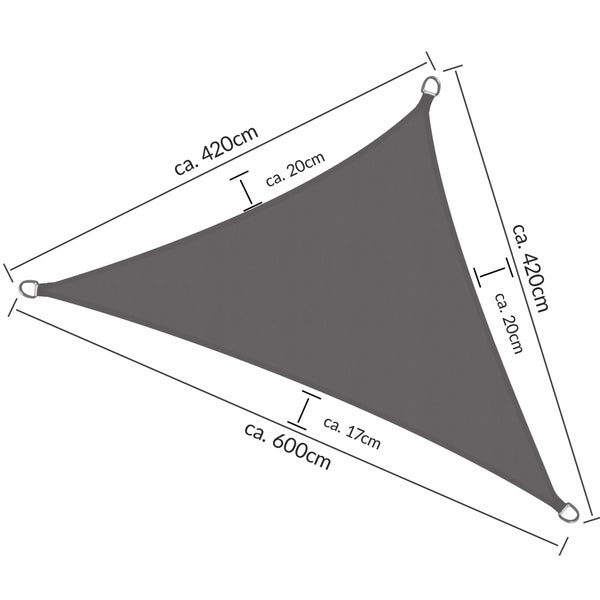 SolVision PS9 Sonnensegel 420x420x600cm dreieckig Anthrazit PE