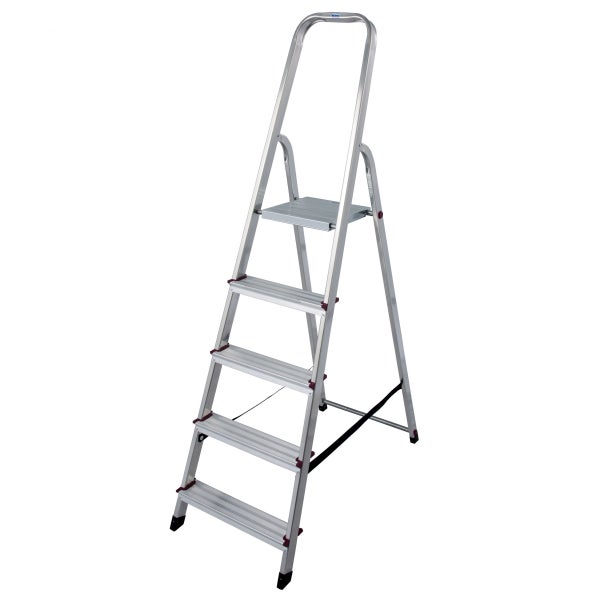 Aluminium Haushaltsleiter mit fünf Stufen und Ablageschale