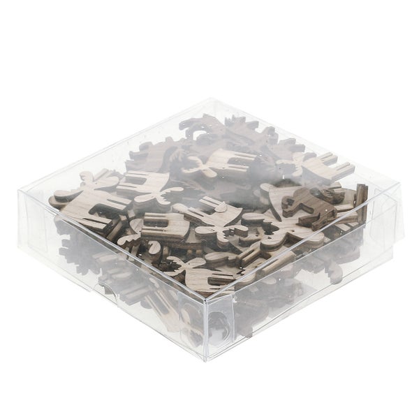 Holzfiguren in einer Kunststoffbox