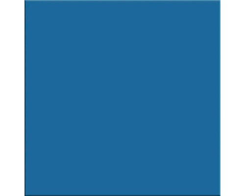 Quadratische Keramikfliese in Blau.