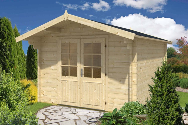 Alpholz Gartenhaus Nele-44 ISO Gartenhaus aus Holz, Holzhaus mit 44 mm Wandstärke FSC zertifiziert, Blockbohlenhaus mit Montagematerial