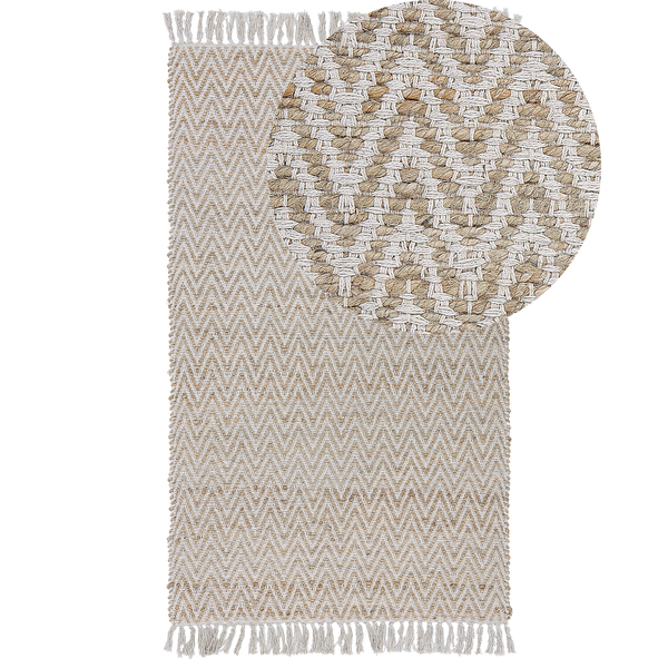 Teppich beige 80 x 150 cm ZickZack-Muster Kurzflor zweiseitig AFRIN