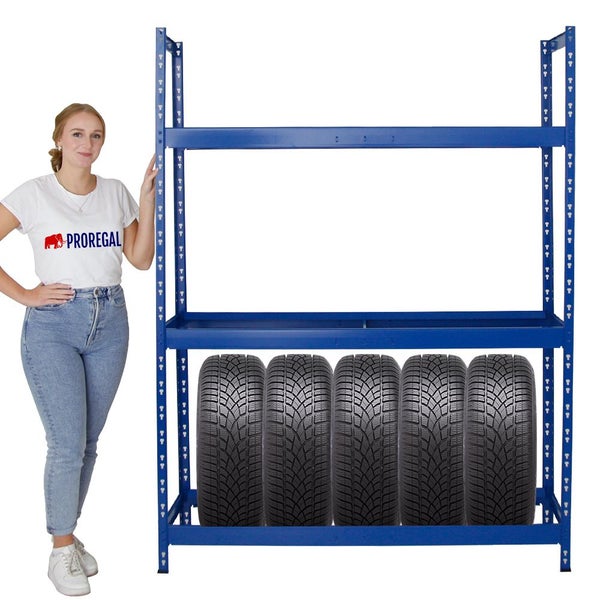 PROREGAL Mega Deal 2x Reifenregal Tiger XL HxBxT 200 x 150 x 45 cm Bis Zu 36 Reifen Blau