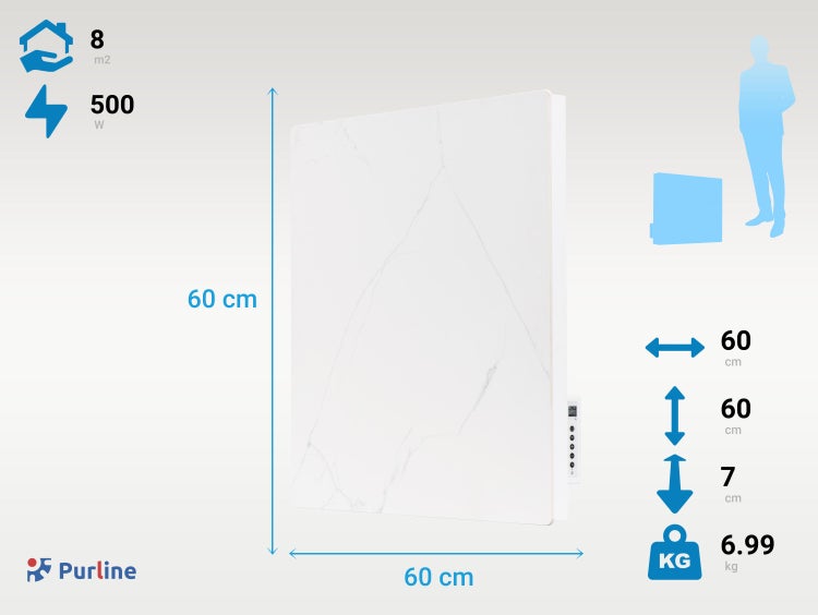 PURLINE Marmor Heizpaneel, 60 x 60 cm