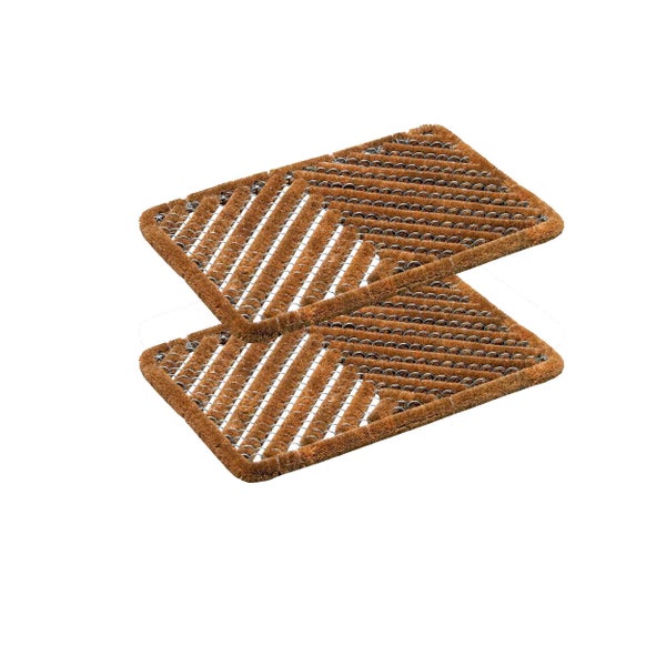 Zwei Fußmatten aus Kokosfasern mit Streifenmuster