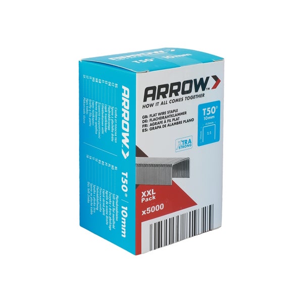 Arrow T50 Flachdrahtklammern, 10 Millimeter, XXL Packung mit 5000 Stück.
