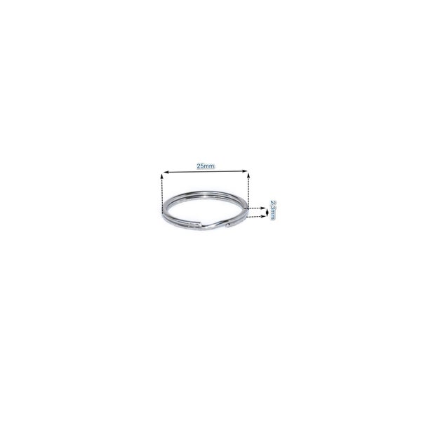 Runder Schlüsselring aus Metall mit einem Durchmesser von 25 Millimeter und einer Stärke von 2,3 Millimeter.
