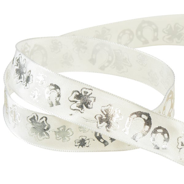 Dekoratives Band mit Kleeblatt und Hufeisen Motiv