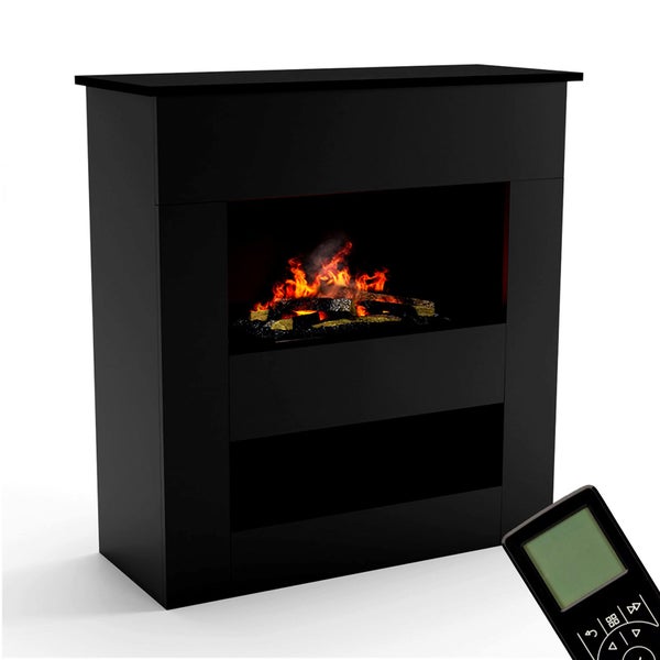 GLOW FIRE Elektrokamin 'Brecht' | Wasserdampf Kamin mit OMC 600 inkl. Holz in schwarz | HxBxT: 110x100x50 cm