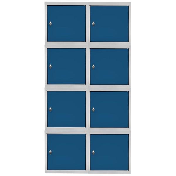 PROREGAL Mega Deal | 8x Schließfachwürfel Blocky mit Drehriegelschloss für Vorhängeschloss | HxBxT 40x40x40cm | Lichtgrau/Blau | Tresor, Schließfach