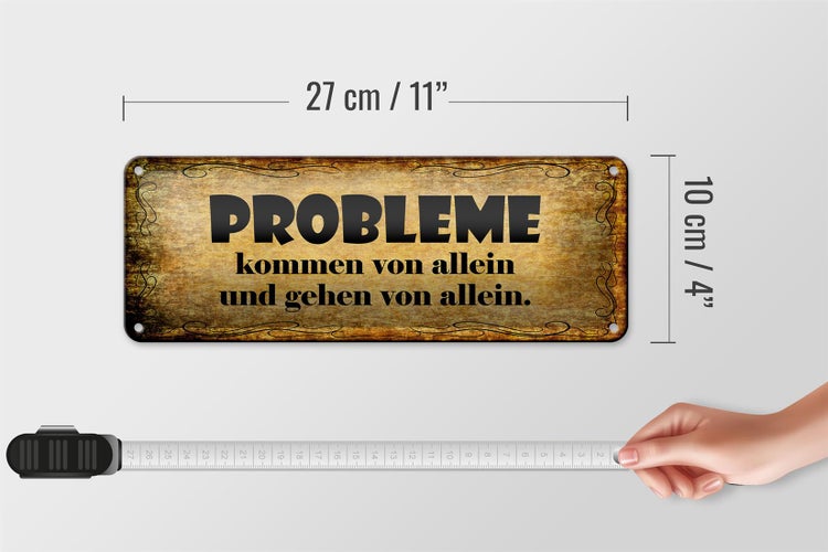 Blechschild Spruch 27x10cm Problem kommen gehen von allein Dekoration