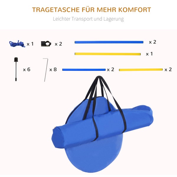 PawHut Hund Agility Set, Φ60 x 148L cm, PE, Polyester, Gelb+Blau