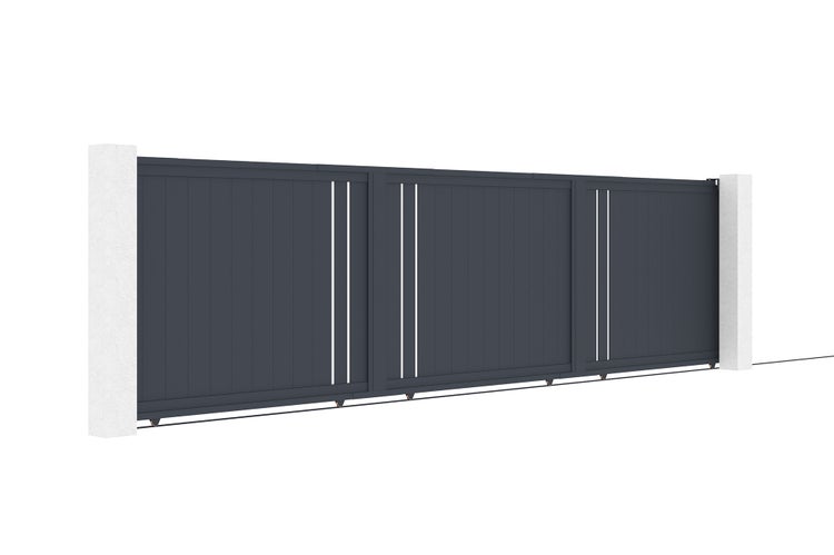 Schiebetor 6m GIONA H.160cm graues Aluminium + Tor 1M CIMONE H.160cm Aluminium