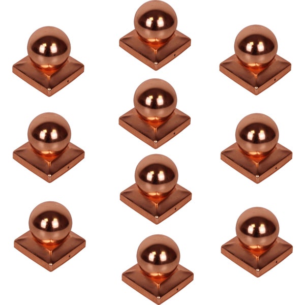 Set aus quadratischen Pfostenkappen mit Kugelaufsatz aus Metall für Zäune und Geländer