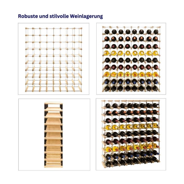 PROREGAL Modulares Weinregal Vinotega Mod Metal HxBxT 92,5 x 82,5 x 24,5 cm 8 x 9 Flaschen Massives Kiefernholz Braun Geölt