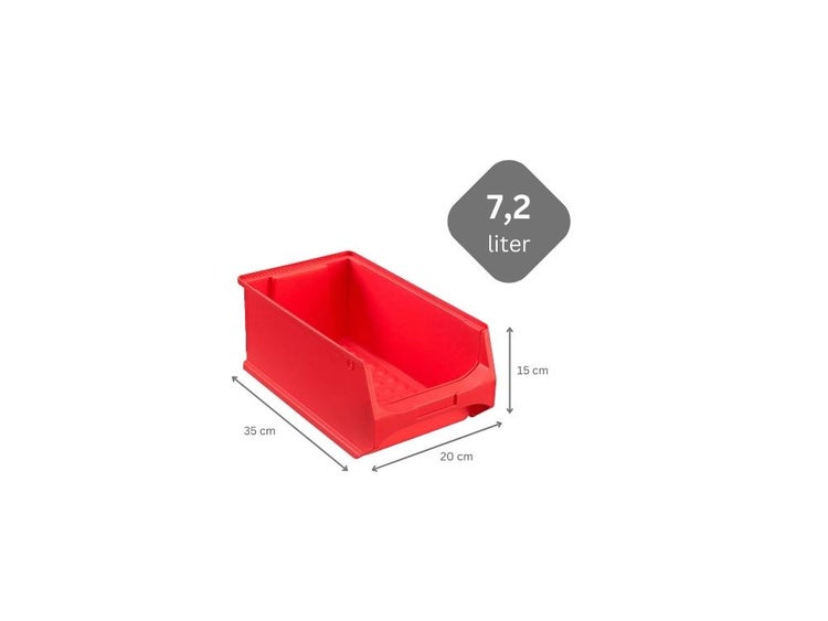 PROREGAL Rote Sichtlagerbox 4.0 HxBxT 15 x 20 x 35 cm 7,2 Liter Sichtlagerbehälter Sichtlagerkasten Sichtlagerkastensortiment Sortierbehälter