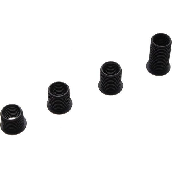 Vier Reduzierhülsen mit Gewinde