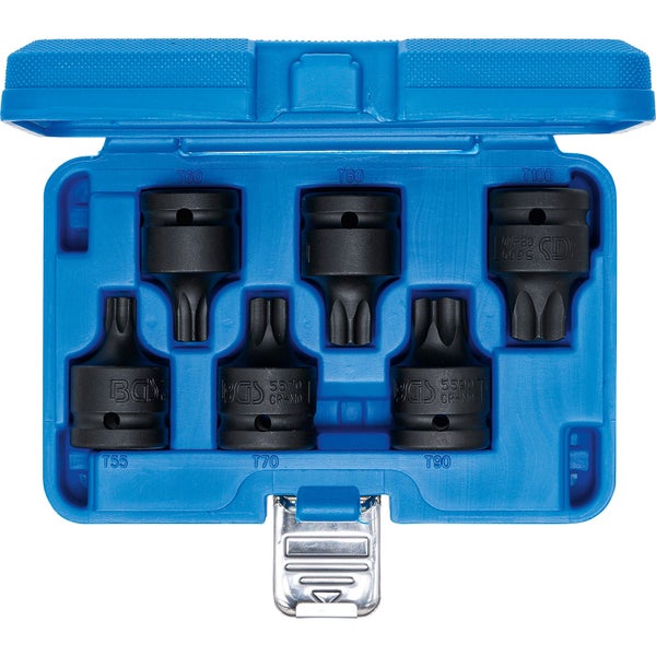 BGS Kraft-Bit-Einsatz-Satz Antrieb Innenvierkant 20 mm (3/4) T-Profil (für Torx) T55 - T100 6 tlg. - 5055
