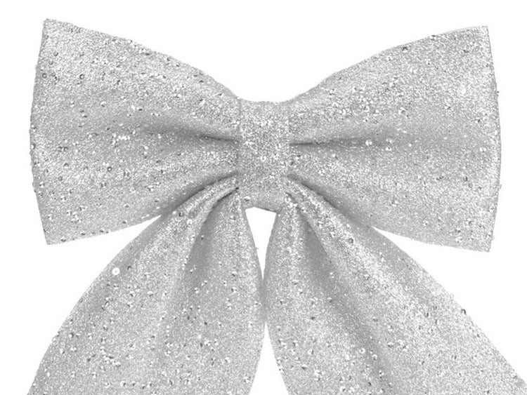 Dekorative Schleife mit Glitzereffekt als Weihnachtsbaumschmuck