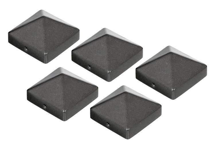 Fünf quadratische Pfostenkappen in Pyramidenform für Zaunpfosten