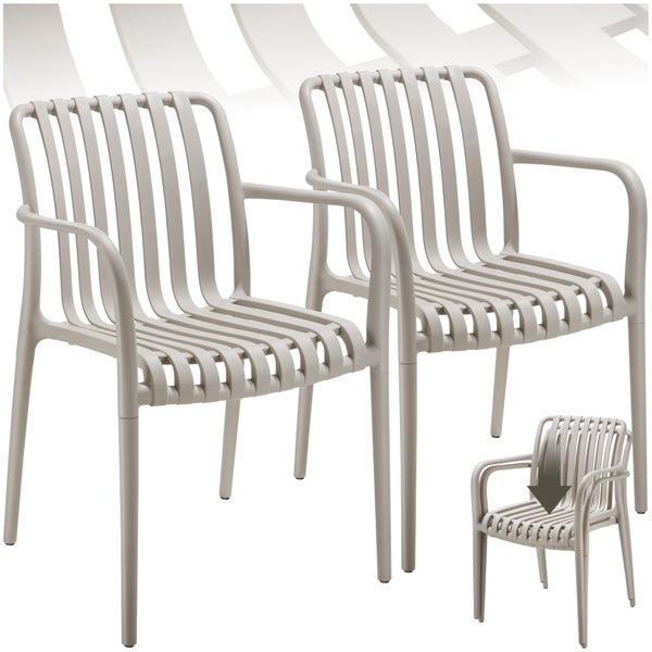 Gartenstühle tectake Alcudia 54,5 x 58 x 80,5 cm, Belastbarkeit 120 kg wetterfest und UV-beständig taupe
