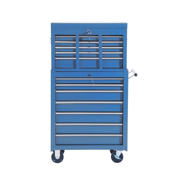 HOMCOM, Fahrbarer Werkzeugwagen, Werkstattwagen, 61,5L x 33B x 113H cm, Stahl, Blau