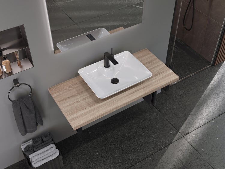 Aqua Bagno Leon Aufsatzwaschbecken – 64,4 cm – Keramik – Weiß Hochglanz – KB.LEON.002