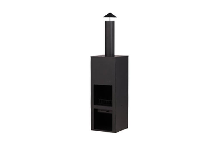 Makarima Gartenkamin, Lagerfeuer Stahl schwarz. 45 X 45 X 199 cm