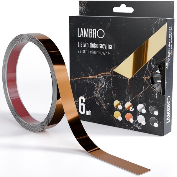 Lambro Dekorleiste aus Edelstahl, sechs Meter, mit Verpackung