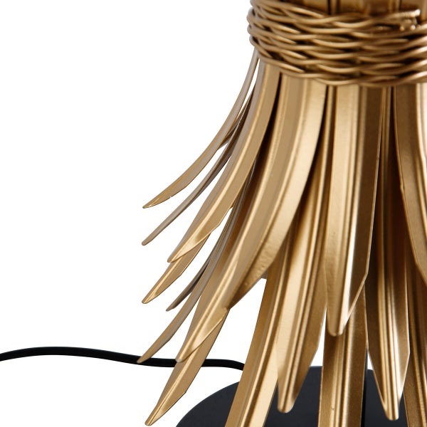 Detailansicht einer Tischleuchte mit Blattdesign