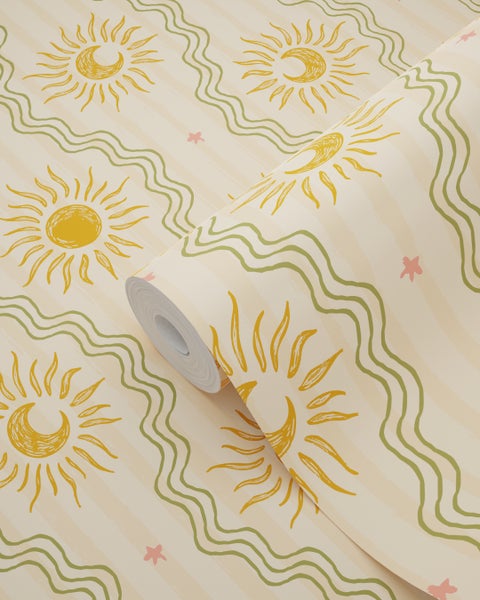 Tapetenrolle mit Sonnen- und Wellenmuster