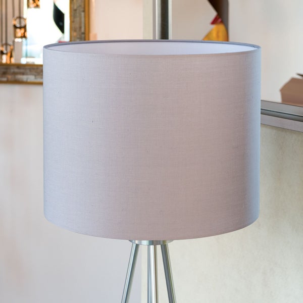 Lampenschirm (Ø 40 cm), Stoff, Höhe 30 cm, rund, Aufnahme für Fassung E27 42 mm, Ersatzschirm für Hängelampen, Stehlampen, Grau